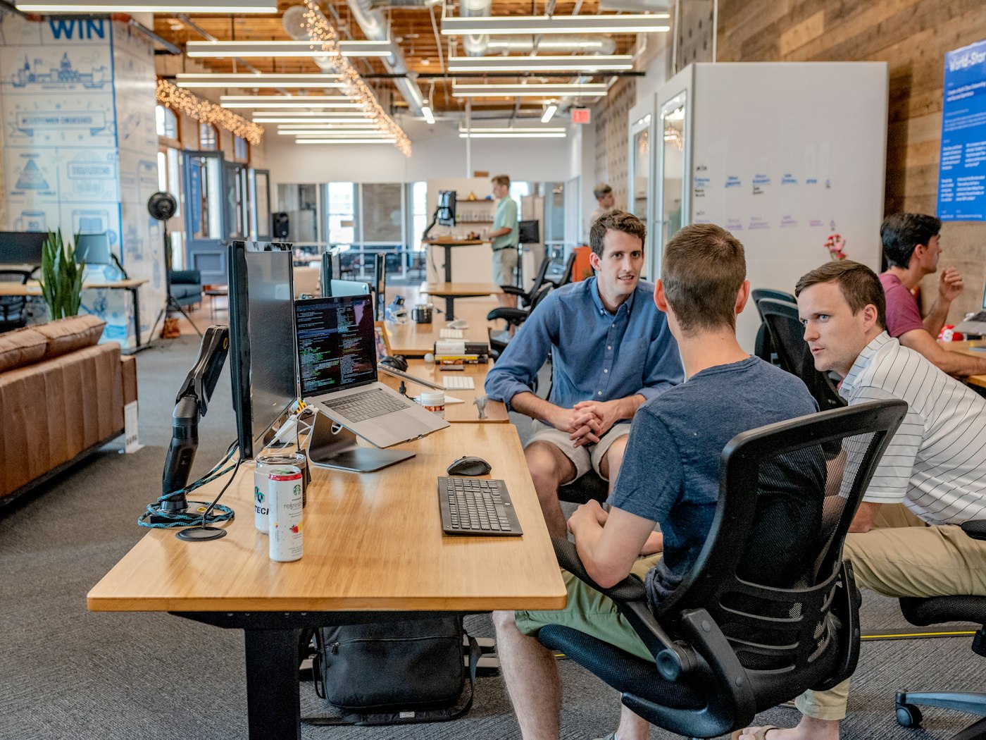 Sales team reviewing automation results together